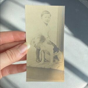 “A boy and his dawg” antique sepia photograph